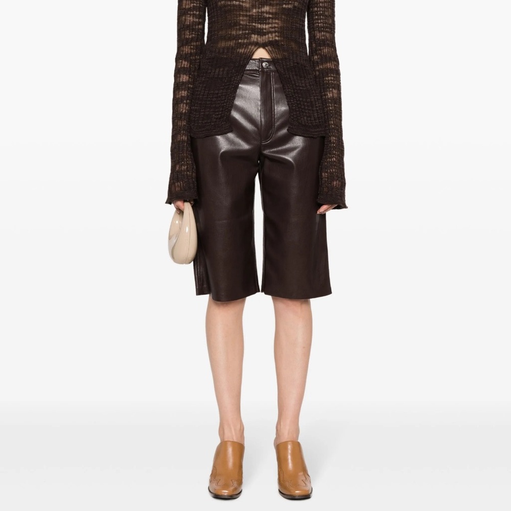 Nanushka Black Leather Women's Bermudas